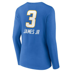 Derwin James Jr. Los Angeles Chargers Women's Team Wordmark Player Name & Number Long Sleeve V-Neck T-Shirt - Powder Blue - NFL