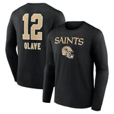 Chris Olave New Orleans Saints Team Wordmark Player Name & Number Long Sleeve T-Shirt - Black - NFL
