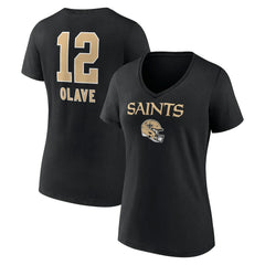 Chris Olave New Orleans Saints Women's Team Wordmark Player Name & Number V-Neck T-Shirt - Black - NFL