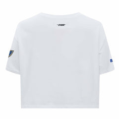 St. Louis Blues Pro Standard Women's Boxy Script Tail Cropped T-Shirt - White | NHL near me