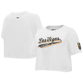 Vegas Golden Knights Pro Standard Women's Boxy Script Tail Cropped T-Shirt - White | NHL Clearance