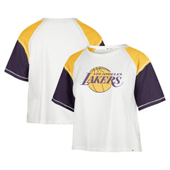 47 brand Los Angeles Lakers '47 Women's Premier Raglan Cropped T-Shirt Cream