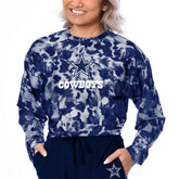 Dallas Cowboys Certo Women's Cropped Long Sleeve T-Shirt - Navy - NFL