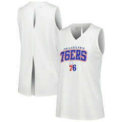 Philadelphia 76ers Levelwear Women's Paisley Peekaboo Tank Top White