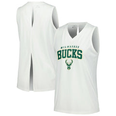 Milwaukee Bucks Levelwear Women's Paisley Peekaboo Tank Top White