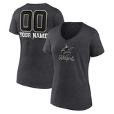 Miami Marlins Women's Personalized Monochrome Name & Number V-Neck T-Shirt Outlet