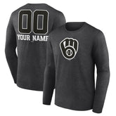 Milwaukee Brewers Personalized Monochrome Name & Number Long Sleeve T-Shirt Online