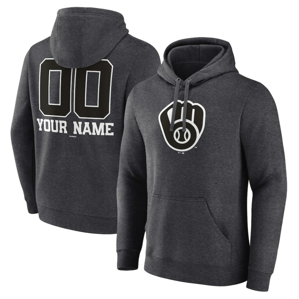 Milwaukee Brewers Personalized Monochrome Name & Number Pullover Hoodie Sale