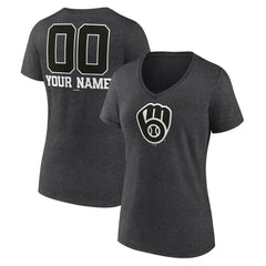 Milwaukee Brewers Women's Personalized Monochrome Name & Number V-Neck T-Shirt Near Me