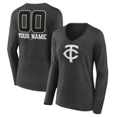 Minnesota Twins Women's Personalized Monochrome Name & Number Long Sleeve V-Neck T-Shirt Online