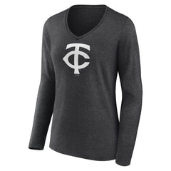 Minnesota Twins Women's Personalized Monochrome Name & Number Long Sleeve V-Neck T-Shirt Online