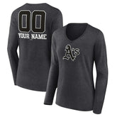 Athletics Women's Personalized Monochrome Name & Number Long Sleeve V-Neck T-Shirt Outlet