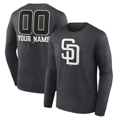 San Diego Padres Personalized Monochrome Name & Number Long Sleeve T-Shirt Near Me