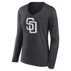 San Diego Padres Women's Personalized Monochrome Name & Number Long Sleeve V-Neck T-Shirt Online