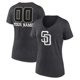 San Diego Padres Women's Personalized Monochrome Name & Number V-Neck T-Shirt Sale