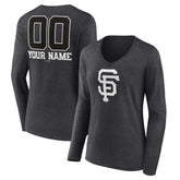 San Francisco Giants Women's Personalized Monochrome Name & Number Long Sleeve V-Neck T-Shirt for sale