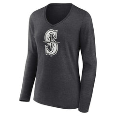 Seattle Mariners Women's Personalized Monochrome Name & Number Long Sleeve V-Neck T-Shirt Outlet