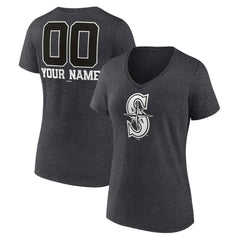 Seattle Mariners Women's Personalized Monochrome Name & Number V-Neck T-Shirt Discount