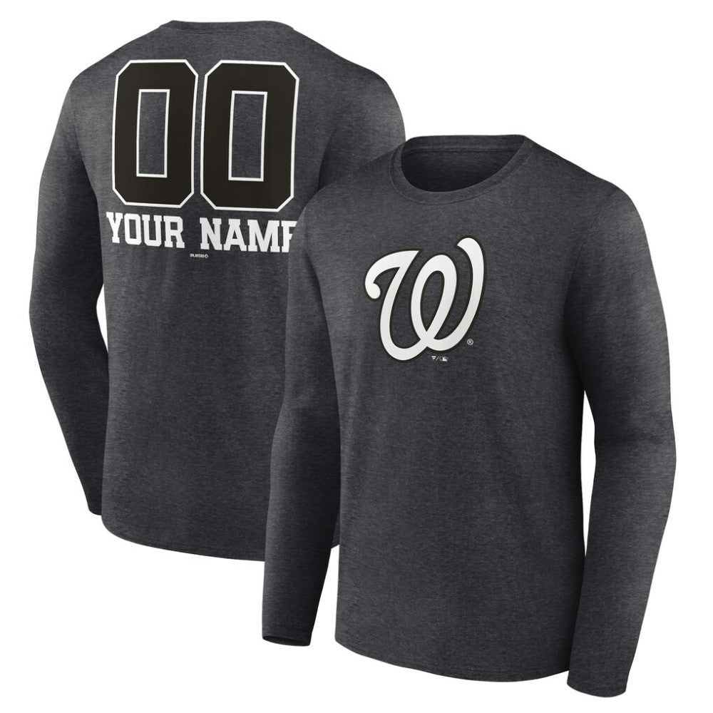 Washington Nationals Personalized Monochrome Name & Number Long Sleeve T-Shirt Outlet