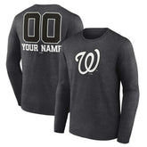Washington Nationals Personalized Monochrome Name & Number Long Sleeve T-Shirt Outlet