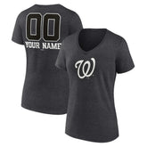Washington Nationals Women's Personalized Monochrome Name & Number V-Neck T-Shirt Online