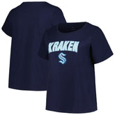 Seattle Kraken Profile Women's Plus Size Arch Over Logo T-Shirt - Deep Sea Blue | NHL Lifestyle