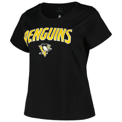 Pittsburgh Penguins Profile Women's Plus Size Arch Over Logo T-Shirt - Black | NHL Lifestyle
