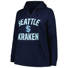 Seattle Kraken Profile Women's Plus Size Arch Over Logo Pullover Hoodie - Deep Sea Blue | NHL sale