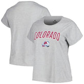 Colorado Avalanche Profile Women's Plus Size Arch Over Logo T-Shirt - Heather Gray | NHL discount