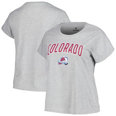 Colorado Avalanche Profile Women's Plus Size Arch Over Logo T-Shirt - Heather Gray | NHL discount