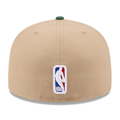 New Era Milwaukee Bucks 2024 NBA Draft 59FIFTY Fitted Hat Tan/Hunter Green