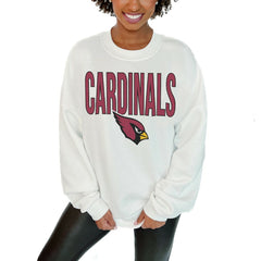 Arizona Cardinals Gameday Couture Women's Just Go With It Oversized Long Sleeve Crewneck Sweatshirt – White - NFL