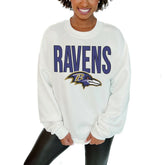Baltimore Ravens Gameday Couture Women's Just Go With It Oversized Long Sleeve Crewneck Sweatshirt – White - NFL