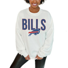 Buffalo Bills Gameday Couture Women's Just Go With It Oversized Long Sleeve Crewneck Sweatshirt – White - NFL