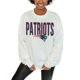 New England Patriots Gameday Couture Women's Just Go With It Oversized Long Sleeve Crewneck Sweatshirt – White - NFL