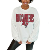 Tampa Bay Buccaneers Gameday Couture Women's Just Go With It Oversized Long Sleeve Crewneck Sweatshirt – White - NFL