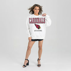 Arizona Cardinals Gameday Couture Women's Sunday Drives Oversized Crewneck Pullover Sweatshirt – White - NFL