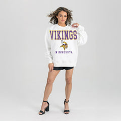 Minnesota Vikings Gameday Couture Women's Sunday Drives Oversized Crewneck Pullover Sweatshirt – White - NFL
