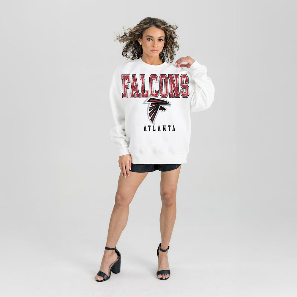 Atlanta Falcons Gameday Couture Women's Sunday Drives Oversized Crewneck Pullover Sweatshirt – White - NFL
