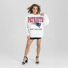 New England Patriots Gameday Couture Women's Sunday Drives Oversized Crewneck Pullover Sweatshirt – White - NFL