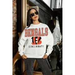 Cincinnati Bengals Gameday Couture Women's Sunday Drives Oversized Crewneck Pullover Sweatshirt – White - NFL