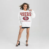San Francisco 49ers Gameday Couture Women's Sunday Drives Oversized Crewneck Pullover Sweatshirt – White - NFL