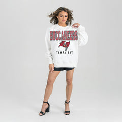 Tampa Bay Buccaneers Gameday Couture Women's Sunday Drives Oversized Crewneck Pullover Sweatshirt – White - NFL