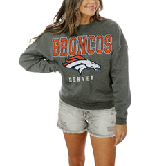 Denver Broncos Gameday Couture Women's Oversized Bring The Energy Pullover Sweatshirt – Charcoal - NFL
