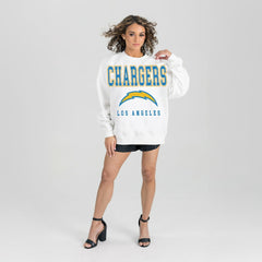 Los Angeles Chargers Gameday Couture Women's Sunday Drives Oversized Crewneck Pullover Sweatshirt – White - NFL