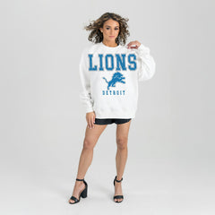 Detroit Lions Gameday Couture Women's Sunday Drives Oversized Crewneck Pullover Sweatshirt – White - NFL