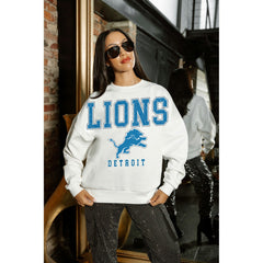 Detroit Lions Gameday Couture Women's Sunday Drives Oversized Crewneck Pullover Sweatshirt – White - NFL