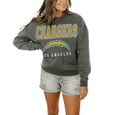 Los Angeles Chargers Gameday Couture Women's Oversized Bring The Energy Pullover Sweatshirt – Charcoal - NFL