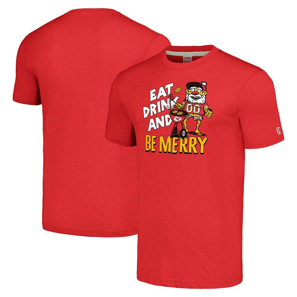 Kansas City Chiefs Homage Unisex Holiday Tri-Blend T-Shirt - Red - NFL