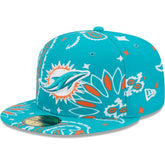 Miami Dolphins New Era Paisley 59FIFTY Fitted Hat - Aqua - NFL